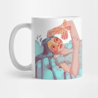 Spring goddess in the clouds with a butterfly Mug